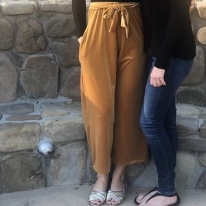Gold velvet pants